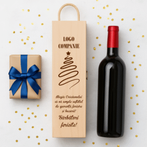 Cutie vin personalizata Logo, Urare Craciun