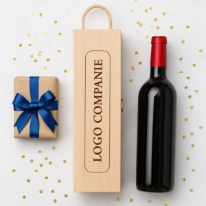cutie lemn pentru vin personalizata logo