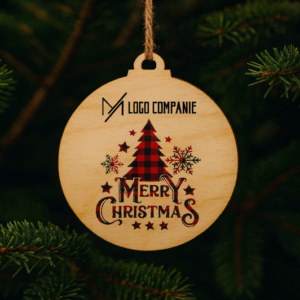 Alternative view of Glob lemn Personalizat Logo, Merry Christmas