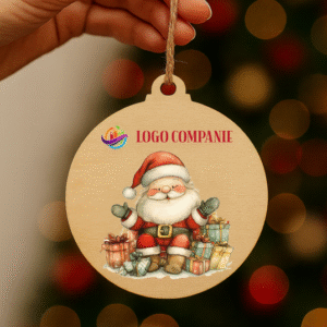 Glob lemn Personalizat Logo, Christmas Santa