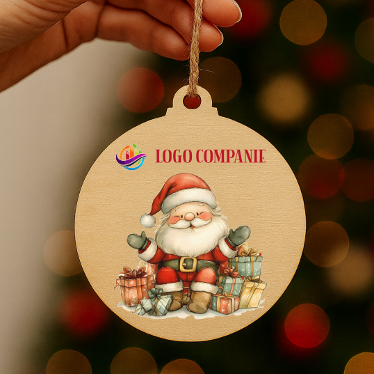 Glob lemn Personalizat Logo, Christmas Santa