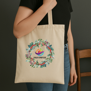 Geanta tip Sacosa Bumbac Personalizata Logo, Craciun