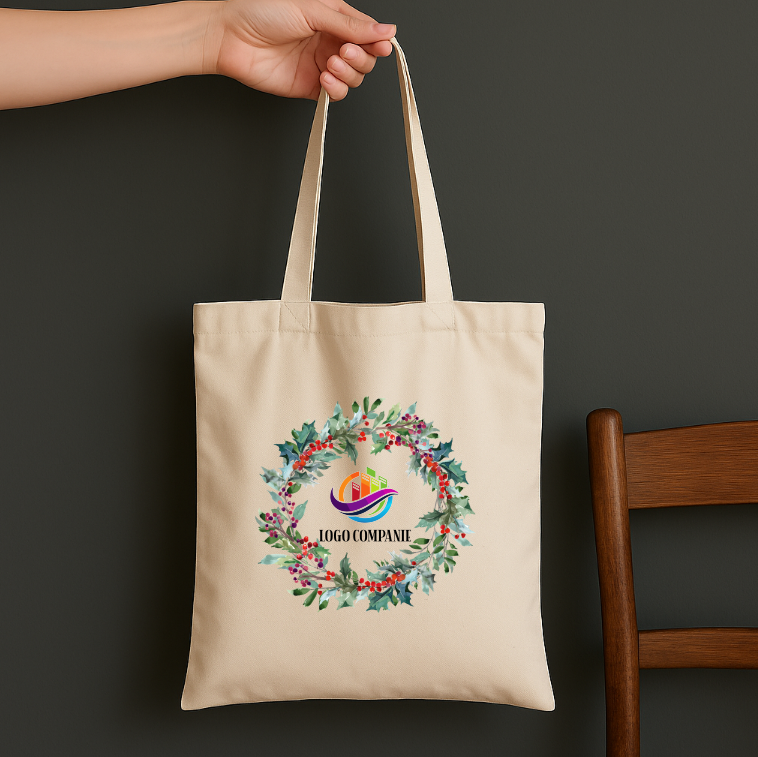 Geanta tip Sacosa Bumbac Personalizata Logo, Craciun - imagine 2