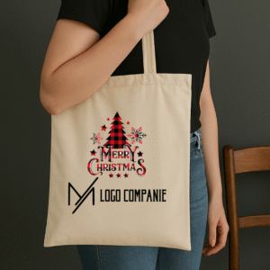 Geanta tip Sacosa Bumbac Personalizata Logo, Merry Christmas