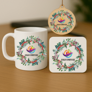 Cadou Craciun Corporate, Set Cana + Suport + Glob Personalizate Logo