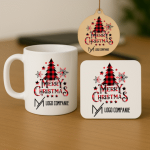 Cadou Craciun Corporate, Set Cana + Suport + Glob Personalizate Logo, Merry Christmas