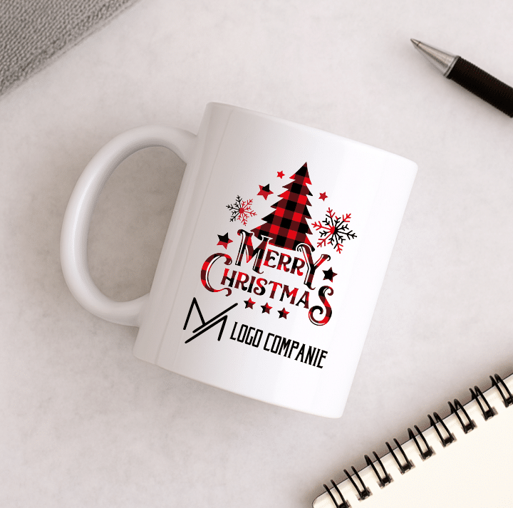 Cadou Craciun Corporate, Set Cana + Suport + Glob Personalizate Logo, Merry Christmas - imagine 3