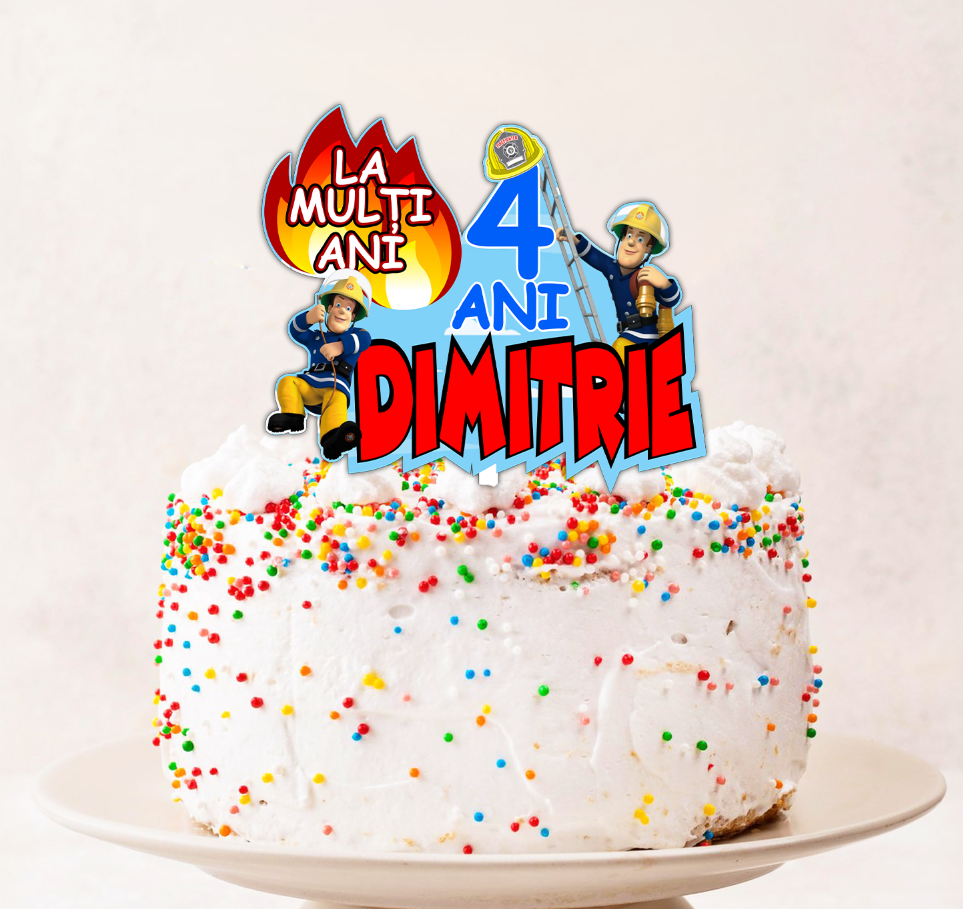 Cake Topper Personalizat Pompierul Sam
