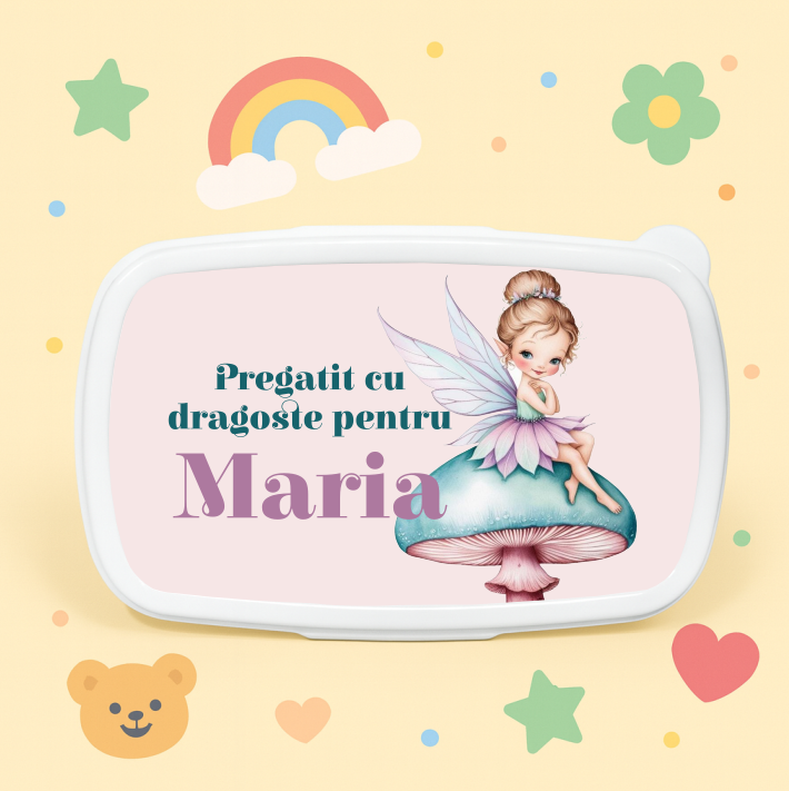 Caserola Personalizata Copii, Lunch-box Cute Fairy - imagine 3
