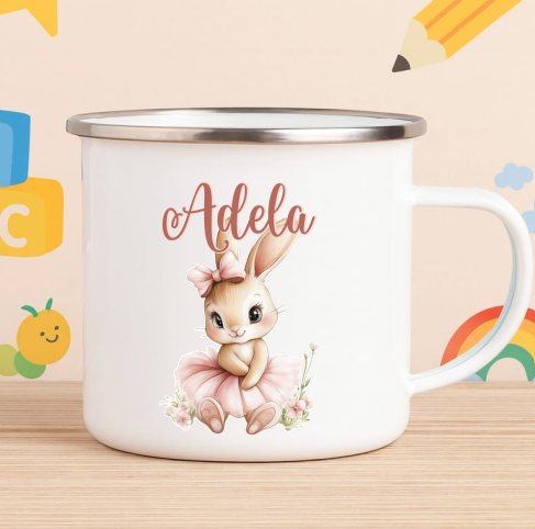 Set Personalizat Copii, Rucsac+Cana metalica+Caserola, Ballerina Bunny - imagine 3