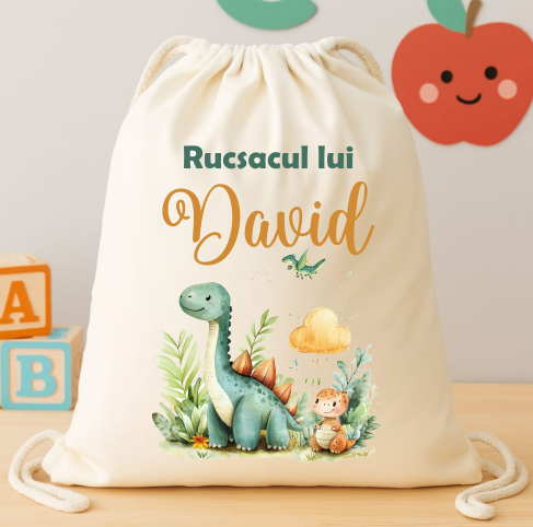 Set Personalizat Copii, Rucsac+Cana metalica+Caserola, Dino - imagine 2
