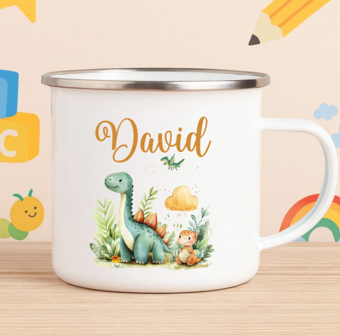 Set Personalizat Copii, Rucsac+Cana metalica+Caserola, Dino - imagine 4