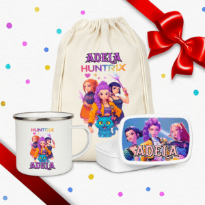 Set Personalizat Copii, Rucsac+Cana metalica+Caserola, Huntrix K-Pop