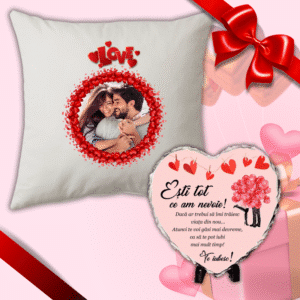 cadou romantic, cadou valentine's day cadou personalizat perna poza placuta inima ardezie