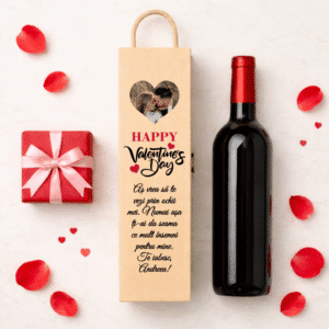 Alternative view of Cutie Vin Personalizata Cupluri, Poza si Mesaj, Happy Valentine's Day