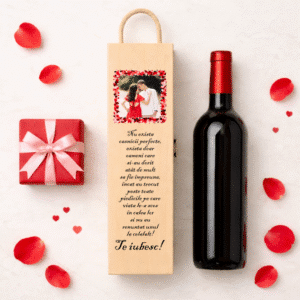 cutie vin personalizata poza mesaj, cadou romantic, cadou cuplu,
