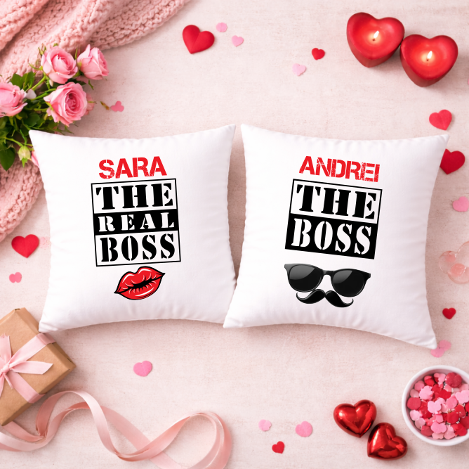 Set Perne Personalizate Cuplu, The Boss The Real Boss