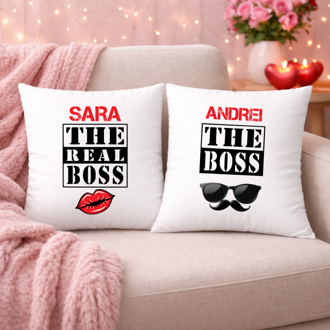 set perne personalizate cuplu, the boss, the real boss