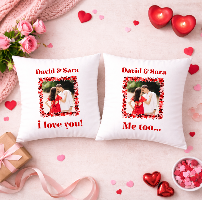 Set Perne Personalizate Cuplu Poza, I love you! Me too... - imagine 2