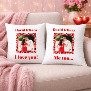 perne cuplu personalizate cu poza, i love you, me too