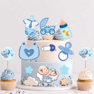 Set figurine tort, Baby Boy - 🎉 Set party: Figurine tort + 35 etichete cupcakes (+35 lei)