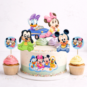 Set figurine tort, Baby Minnie Mickey - 🎉 Set party: Figurine tort + 35 etichete cupcakes (+35 lei)
