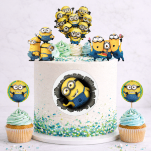 Set figurine tort, Minions - 🎉 Set party: Figurine tort + 35 etichete cupcakes (+35 lei)