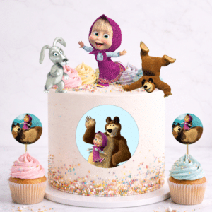 Set figurine tort, Masha si ursul - 🎉 Set party: Figurine tort + 35 etichete cupcakes (+35 lei)