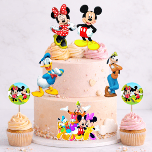 Set figurine tort, Minnie and Mickey Mouse - 🎉 Set party: Figurine tort + 35 etichete cupcakes (+35 lei)