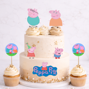 Set figurine tort, Peppa Pig - 🎉 Set party: Figurine tort + 35 etichete cupcakes (+35 lei)