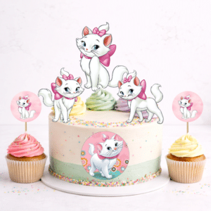 Set figurine tort, Pisica Marie - 🎉 Set party: Figurine tort + 35 etichete cupcakes (+35 lei)