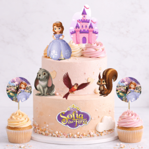 Set figurine tort, Printesa Sofia - 🎉 Set party: Figurine tort + 35 etichete cupcakes (+35 lei)
