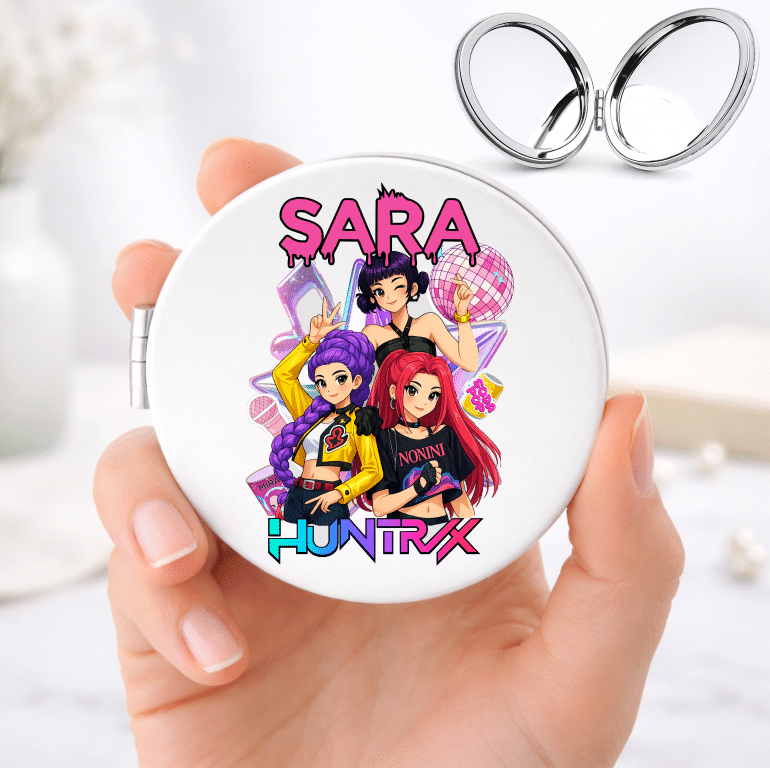 Set Cadou Personalizat Huntrix K-Pop, Tricou + Gentuta canvas + Oglinda buzunar - imagine 4