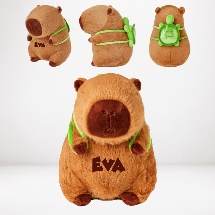 Set Cadou Capibara Personalizat, Jucarie Plus + Perna + Cana metalica - imagine 2