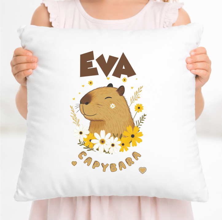 Set Cadou Capibara Personalizat, Jucarie Plus + Perna + Cana metalica - imagine 4