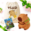 set cadou capibara personalizat rucsac, jucarie plus figurina surpriza