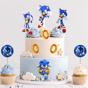 Set figurine tort, Sonic ( M2 ) - 🎉 Set party: Figurine tort + 35 etichete cupcakes (+35 lei)