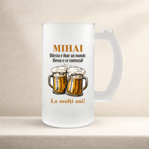 Alternative view of Set Cadou Aniversare Personalizat, Halba Bere + Suport Pahar + Desfacator lemn