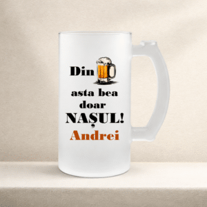 Alternative view of Set Cadou Personalizat, Halba Bere + Suport Pahar + Desfacator lemn, Din halba asta bea doar ...