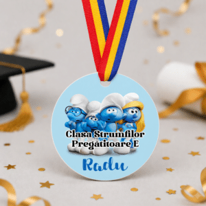 Alternative view of Medalie Personalizata Absolventi Scoala Gradinita, Strumfi