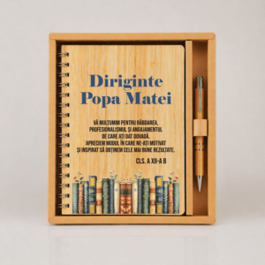 set cadou personalizat diriginte agenda pix bambus