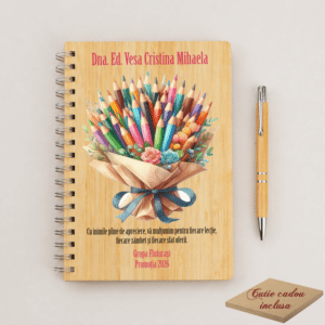 Alternative view of Set Cadou Personalizat Educatoare, Agenda + Pix bambus