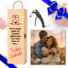 set cadou personalizat pentru el cadou cuplu cutie vin rama foto tirbuson metalic