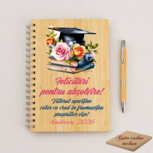 Alternative view of Set Cadou Personalizat Absolvire, Agenda + Pix bambus