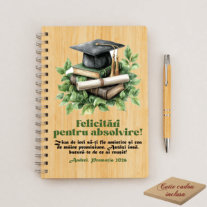 Alternative view of Set Cadou Personalizat Absolventi, Agenda + Pix bambus