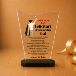trofeu personalizat cadou absolvire fiu