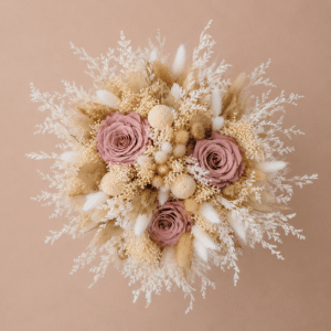 Alternative view of Buchet Mireasa Trandafiri Criogenati Plante Naturale Uscate, Boho Chic