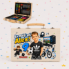 Set creativ colorat personalizat din lemn, 66 piese, imprimat cu numele și ilustrația copilului