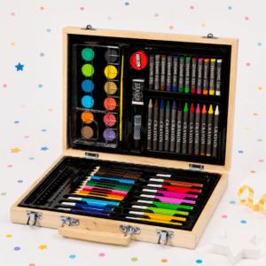 Interiorul setului creativ colorat cu 66 de piese pentru desen și pictură