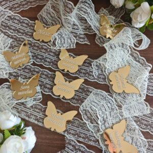 Corsaje Personalizate Nunta, Oglinda Acrilica Auriu/ Argintiu